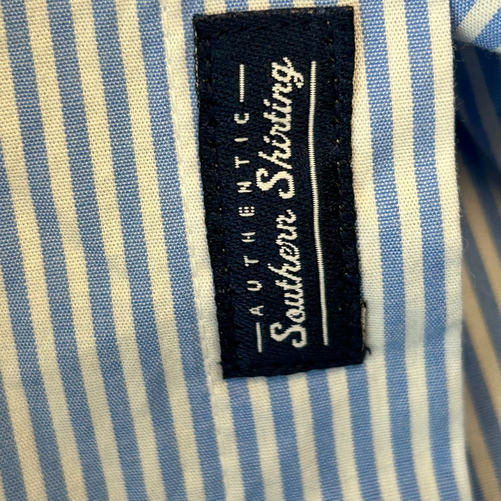 Crown & Ivy Mens Motion Flex Classic Fit Striped Button Down Shirt Blue Sail M - Picture 9 of 10